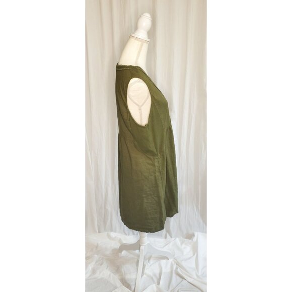 Cottagecore Terzo Millennio Linen Dress Women’s L Green Silver Trim Italy Boho - Picture 4 of 15